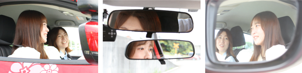 普通車のページへ ミラーごしに映る女性の横顔